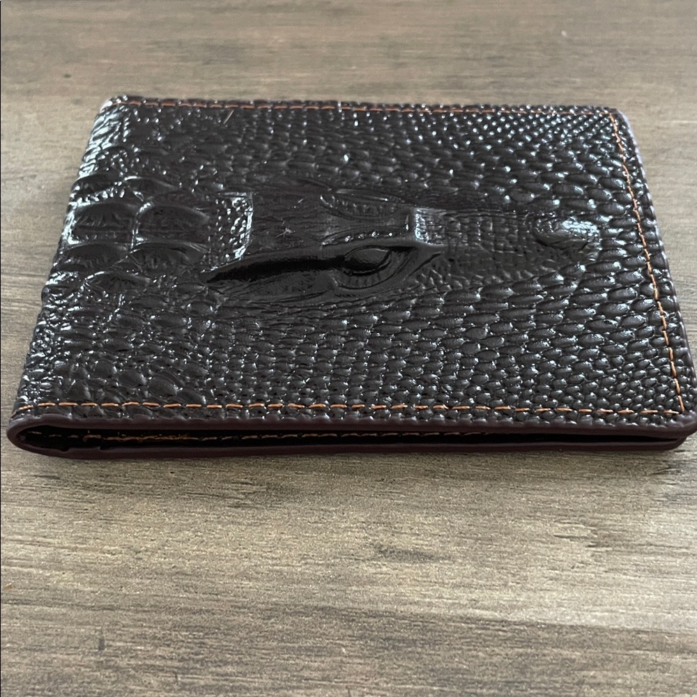 Leather Baby Alligator Faux Reptile skin bifold  card wallet 3D “ALLIGATOR “ - Picture 2 of 5